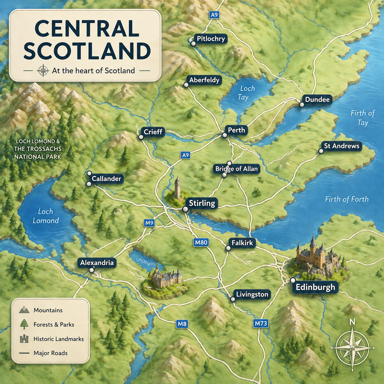 Map of Central Scotland — the area High Street AI serves
